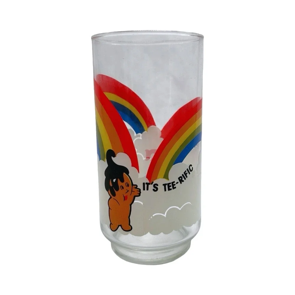 Vintage Tastee-Freez Rainbow‎ It's Tee-rific Mascot Glass Tumbler Advertising